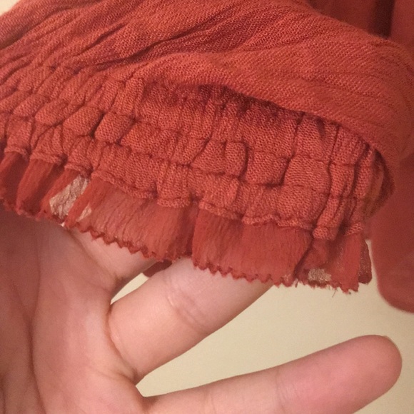 Free People Rust Orange Blouse Banda Crinkle - Picture 13 of 16